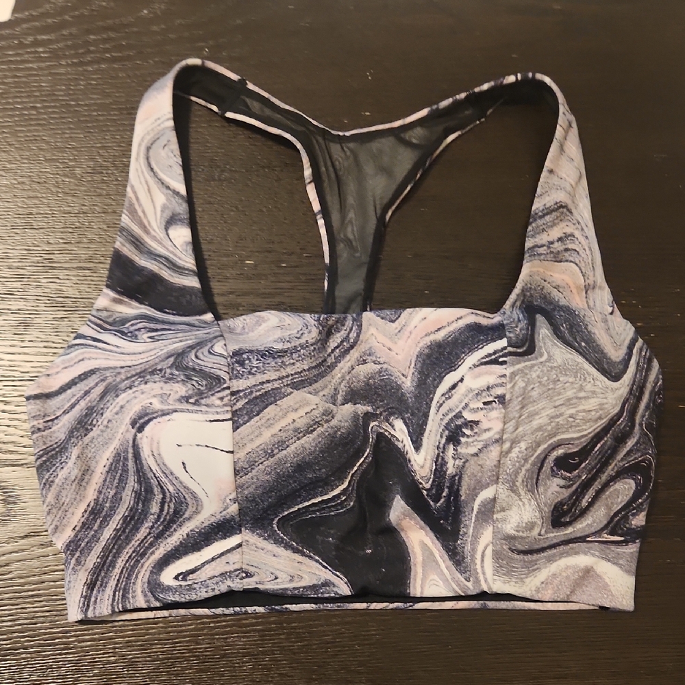 Victoria's Secret Black White Pink Marble Sports Bra